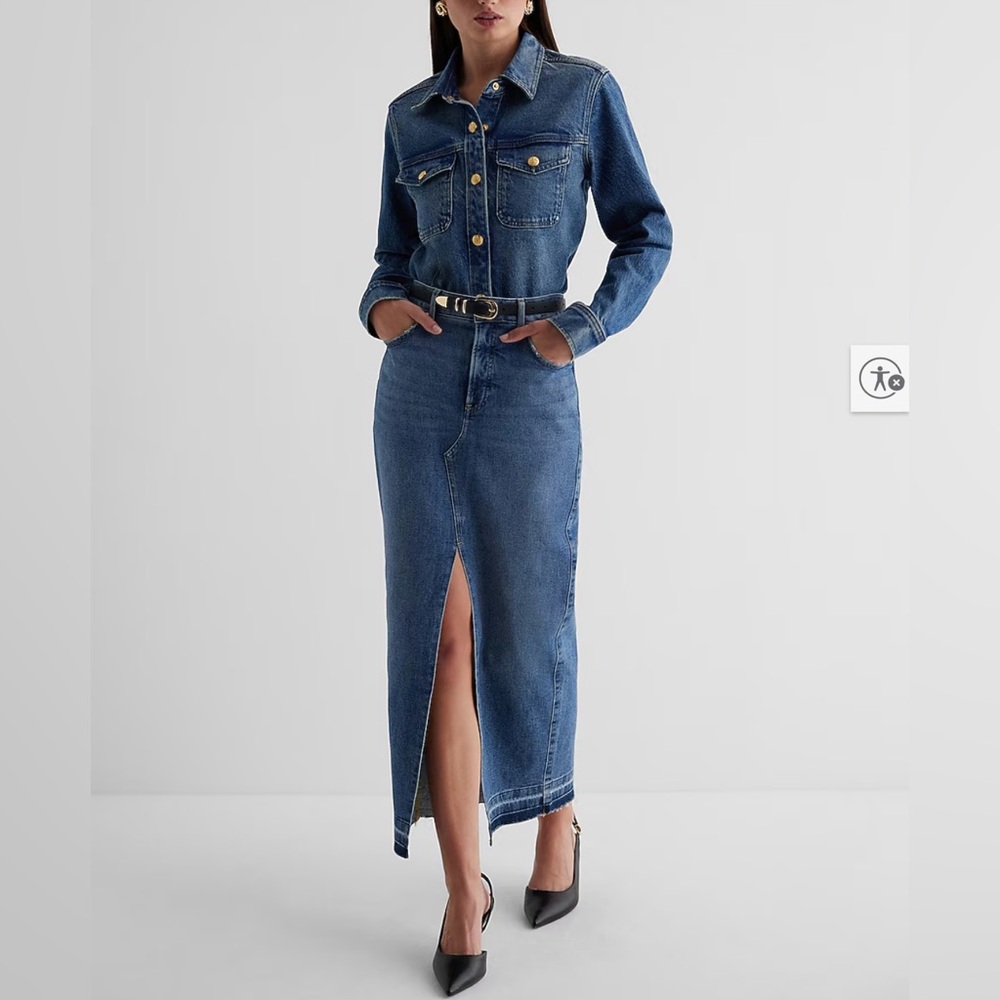 Express Dark Blue Denim Skirt